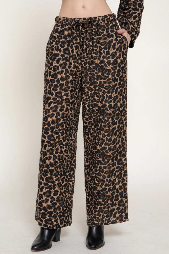 Cheetah wide leg pants