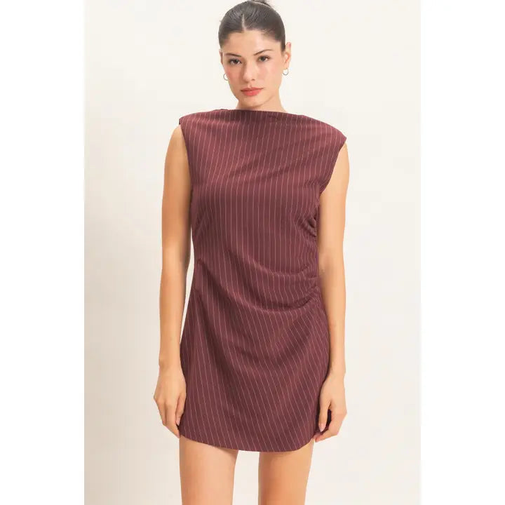 Burgundy striped dress