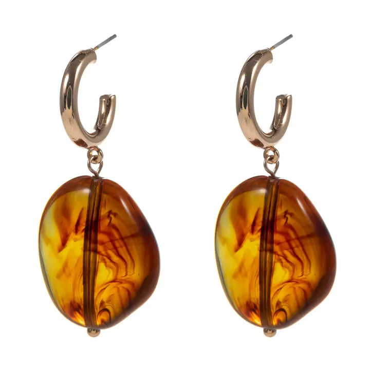 Brown and gold dangle earrings