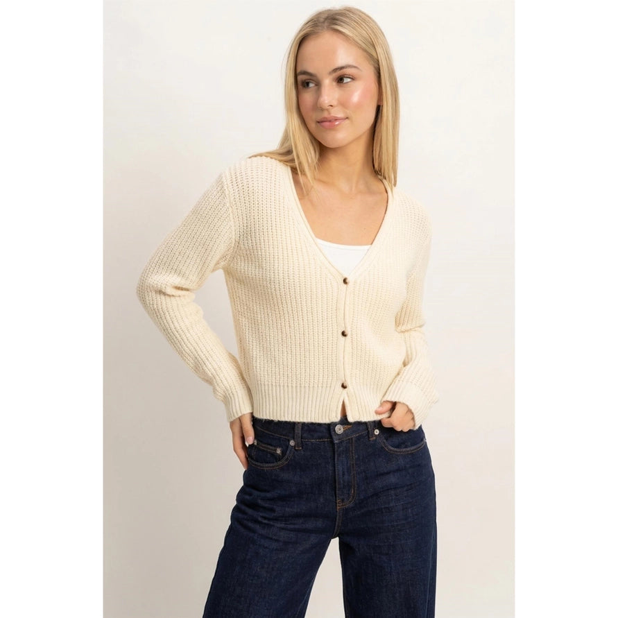 Ivory knit button up sweater top