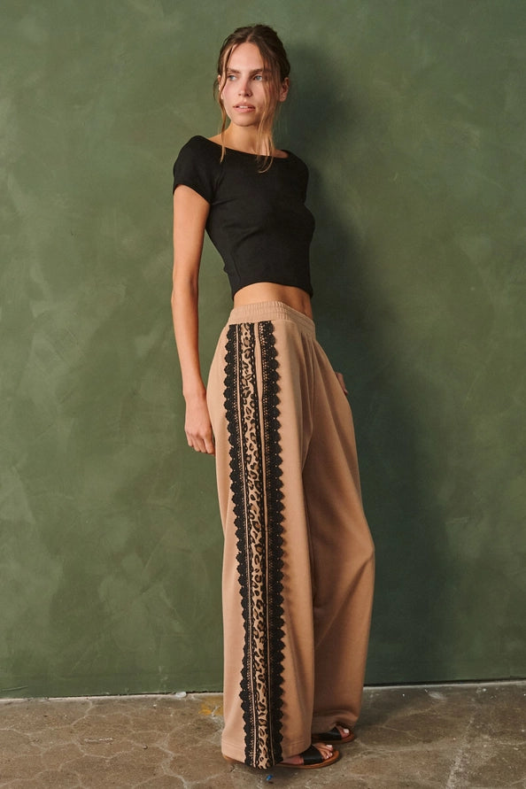 Lace Side-Stripe Sweatpants