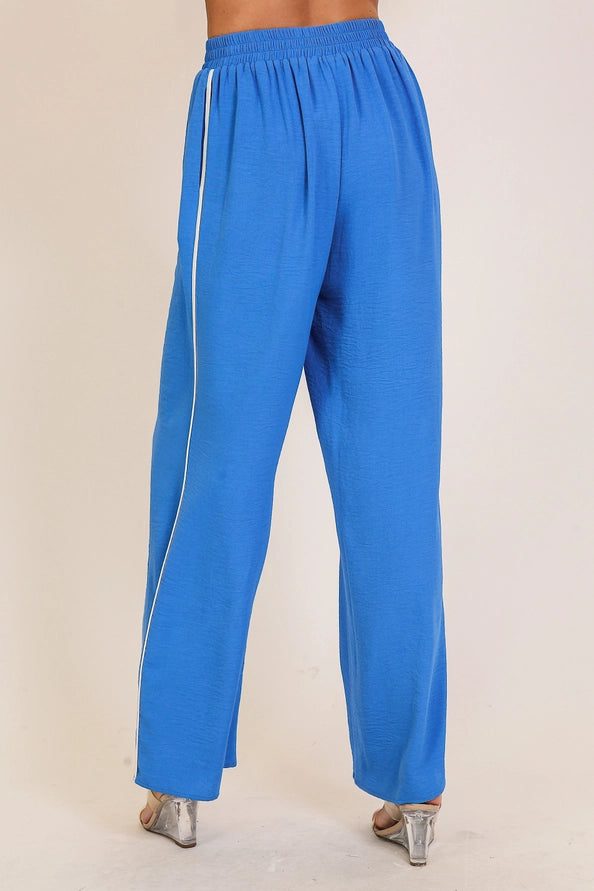 High waisted blue pants